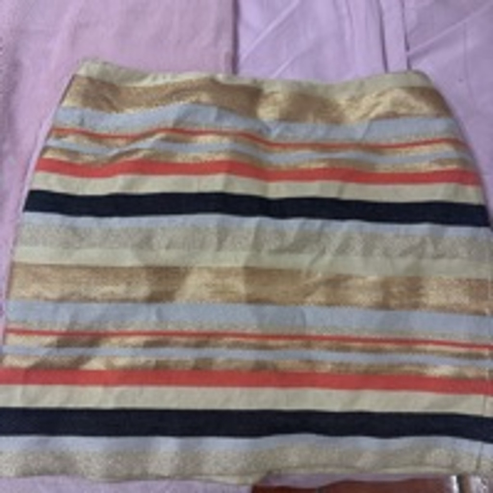 Women's J. Crew Skirt Size 0 Gold Multi-color Striped​